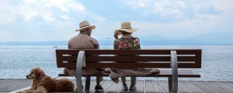 Elderly couple at the beach