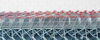 Trolleys at a supermarket