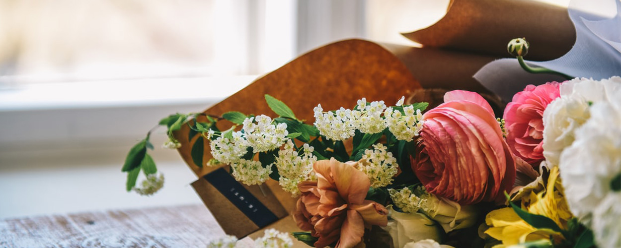 bouquet of flowers arranged by funeral plans